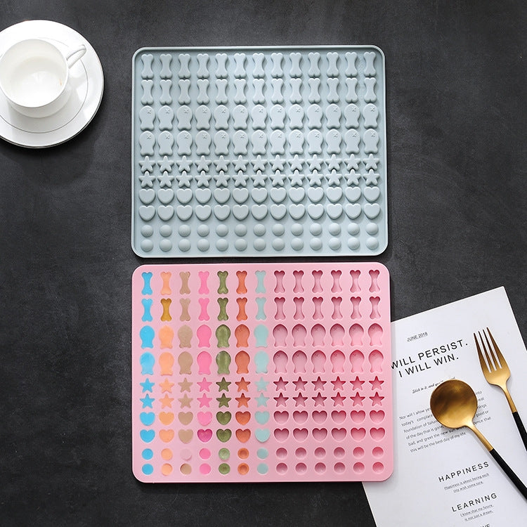 130 Grids Silicone Mat Baking Mold Mini Pet Snacks Dog Food Baking Pan Mold Biscuit Cake Mold(Blue)