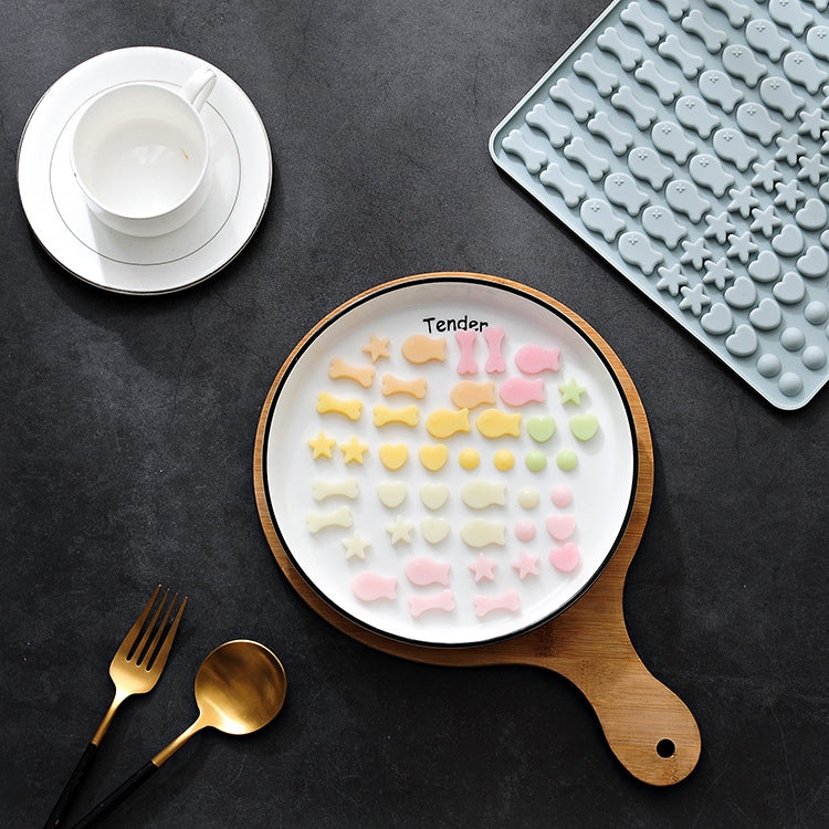 130 Grids Silicone Mat Baking Mold Mini Pet Snacks Dog Food Baking Pan Mold Biscuit Cake Mold(Blue)