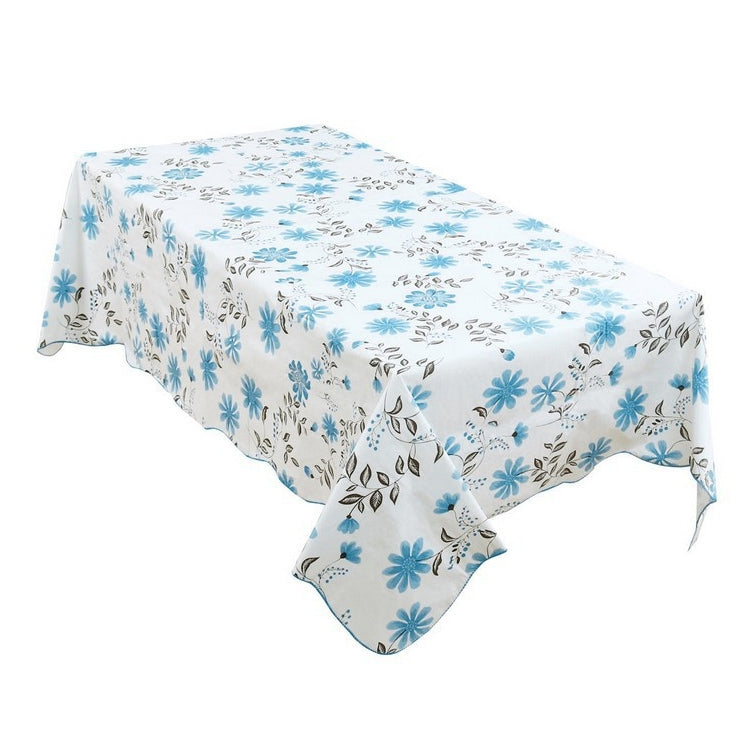 PEVA Oil&Water Resistant Coffee Table Tablecloth, Size: 137x183cm(Blue Windmill)
