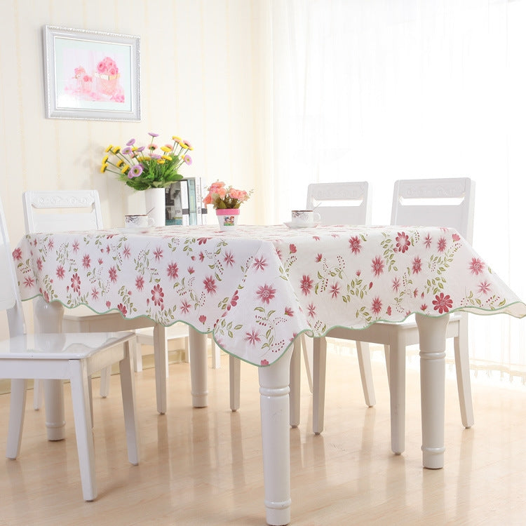 PEVA Oil&Water Resistant Coffee Table Tablecloth, Size: Round 183cm(Red Flower)