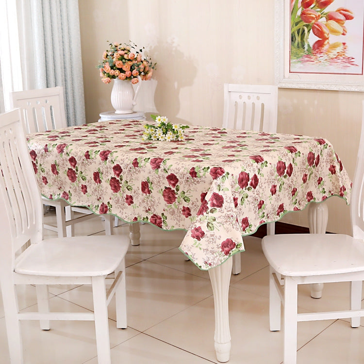 PEVA Oil&Water Resistant Coffee Table Tablecloth, Size: Round 152cm(Purple Rose)
