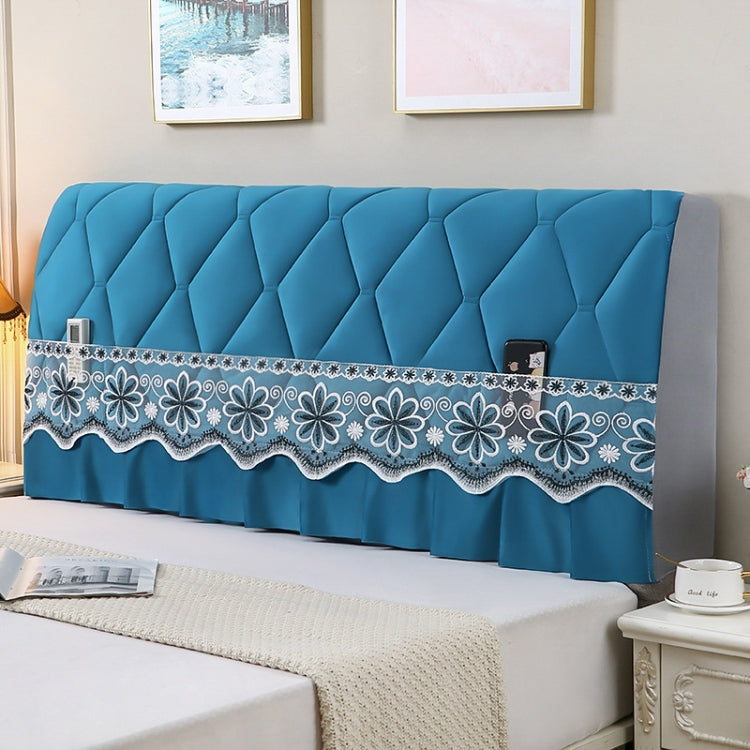 Bedside All-Inclusive Anti-Collision Quilted Thick Fabric Protective Cover, Size: 60x180cm(Eight Petals Blue)