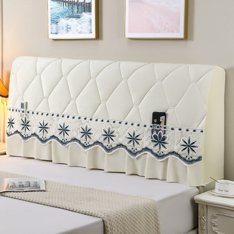 Bedside All-Inclusive Anti-Collision Quilted Thick Fabric Protective Cover, Size: 60x180cm(Eight Petals Beige)