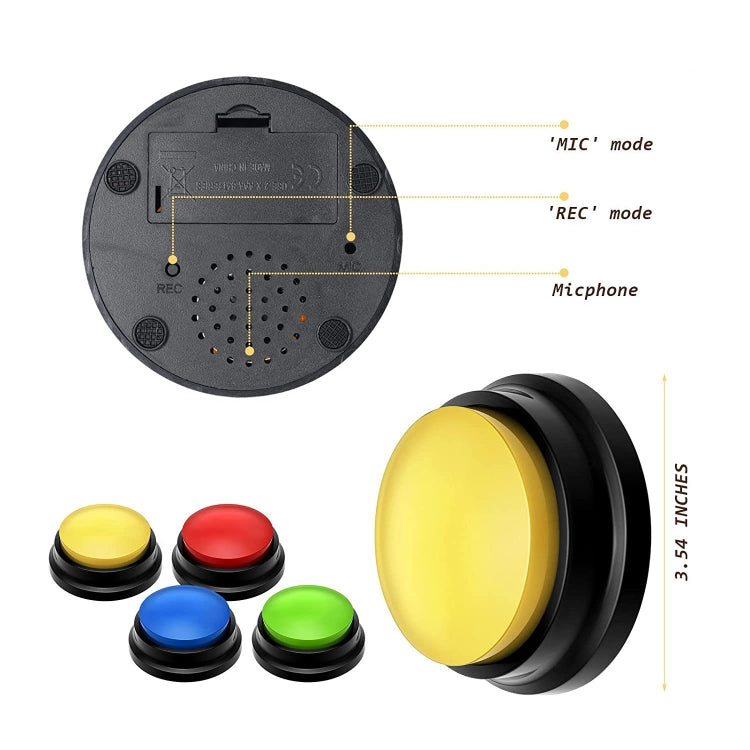 Pet Communication Button Dog Vocal Box Recording Vocalizer, Style: Recording Model(Yellow)