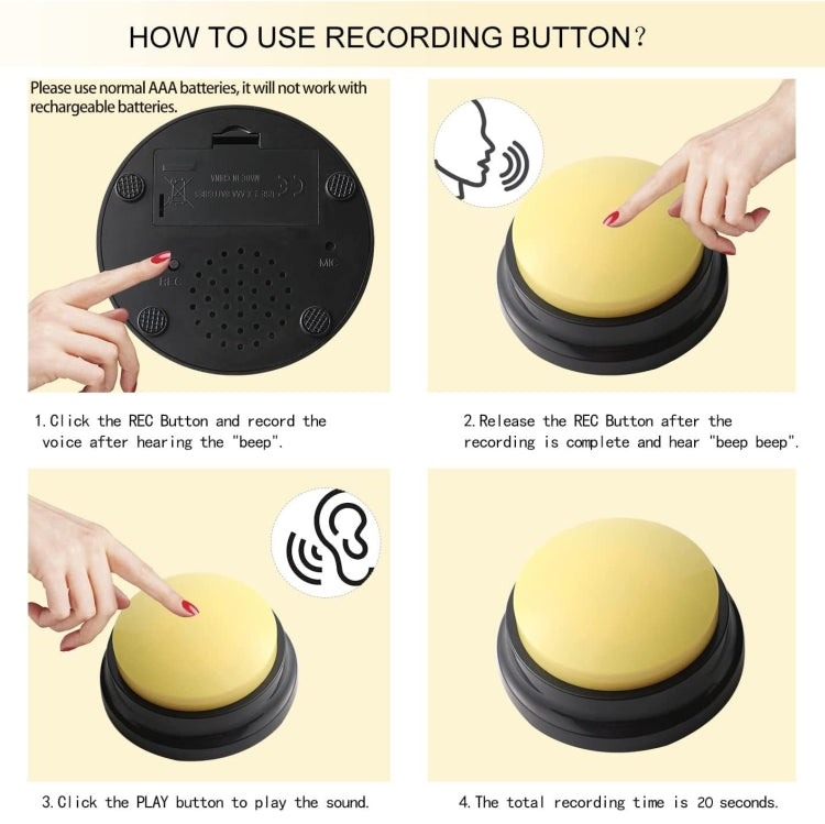 Pet Communication Button Dog Vocal Box Recording Vocalizer, Style: Recording Model(Pink)