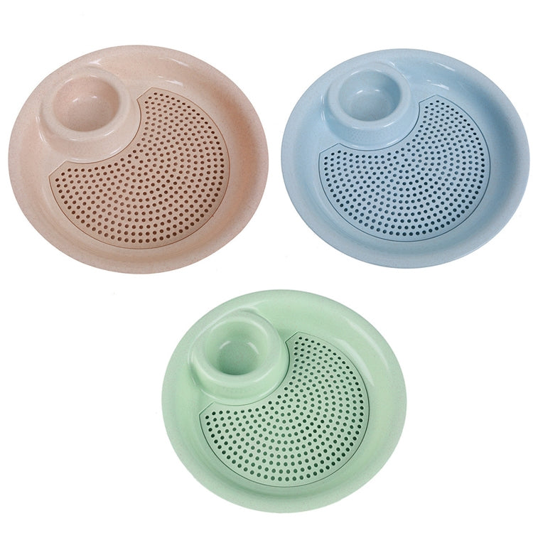 10pcs With Flavour Dish Dumpling Plate Wheat Straw Double Layer Drain Dish(Green)