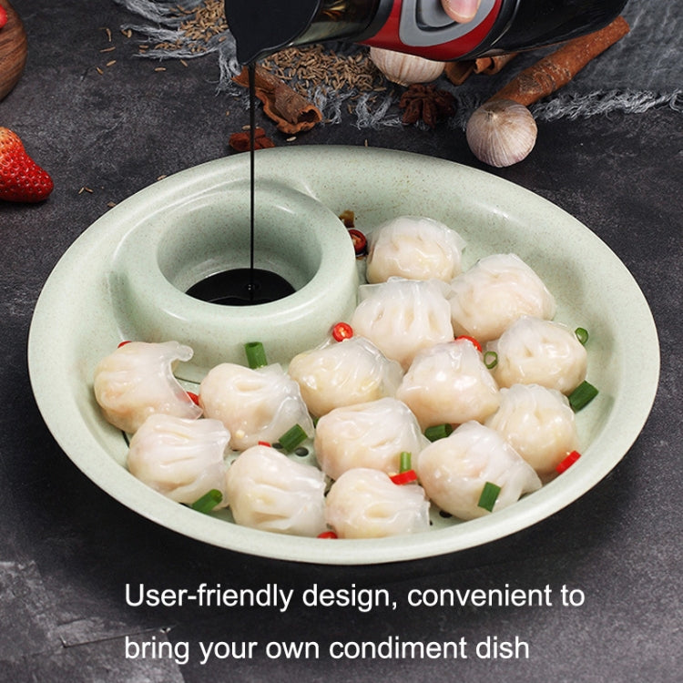 10pcs With Flavour Dish Dumpling Plate Wheat Straw Double Layer Drain Dish(Blue)