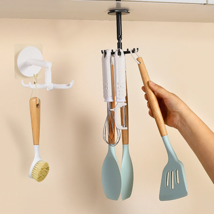 Multifunctional Rotating 7 Claws Hook Kitchen Storage 360 Degrees Without Trace Hooks(White)
