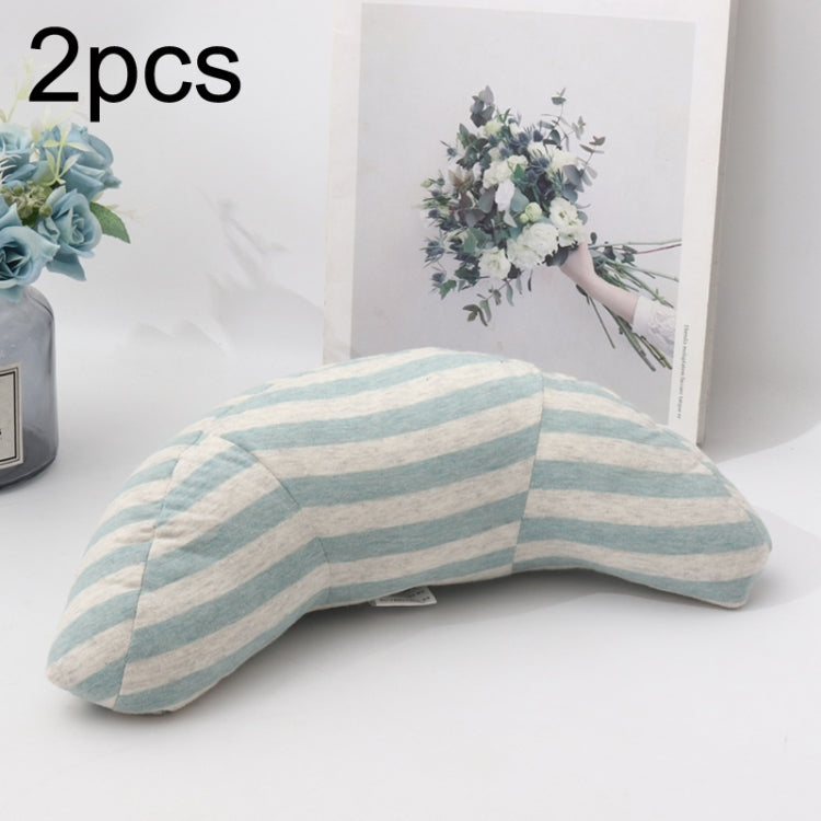 2pcs Children Neck Headrest Comfortable Shoulder Cover Car Neck Guard Pillow(Green Stripe)