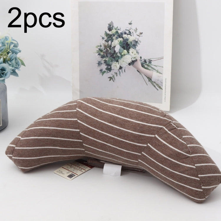2pcs Children Neck Headrest Comfortable Shoulder Cover Car Neck Guard Pillow(Coffee Strip)