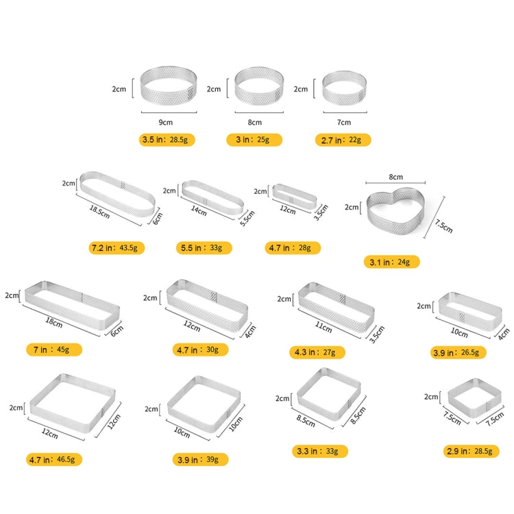 BN1006 Stainless Steel Mousse Circle Thickened Perforated Cake Mold DIY Baking Tools, Specification: Square 4.7 inches