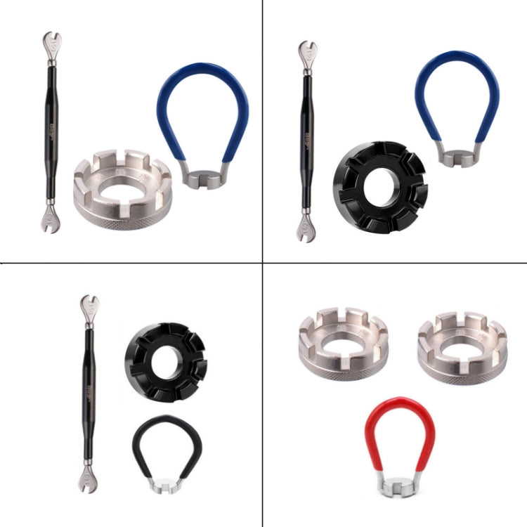 2 Silver 8 Port+Red Wrench Chrome Molybdenum Steel Mountain Bike Spoke Wrench Set