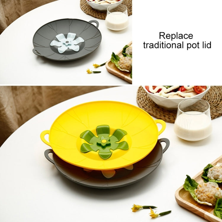 Silicone Flower Spill-proof Pot Lid Rotatable Pot Lid Kitchen Gadget, Size: 23cm Small Yellow