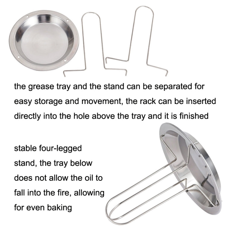 Outdoor Camp Thickening Barbecue Grill Roasting Chicken Rack Roasting Chicken Pan(Stainless Steel)