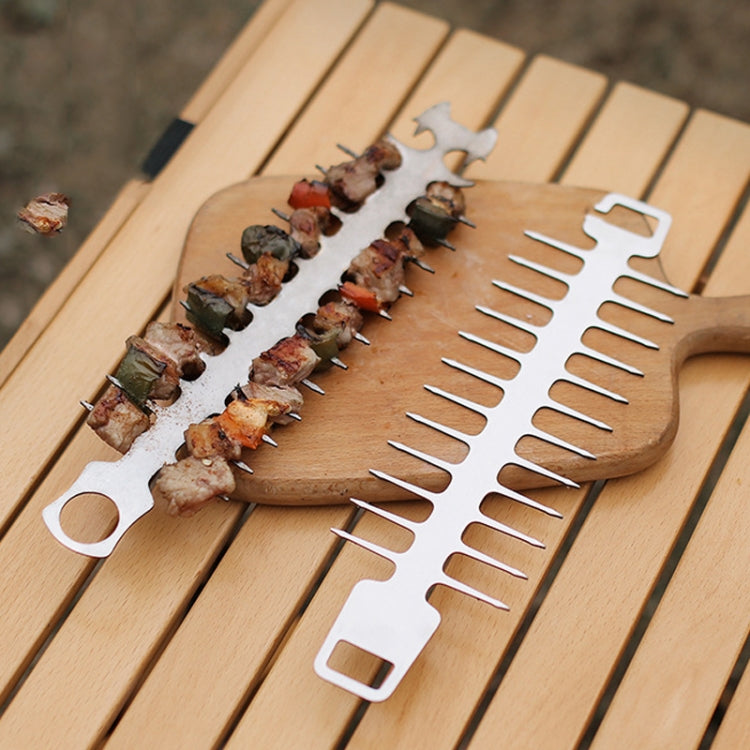 Outdoor Fish Bone Barbecue Steak 304 Stainless Steel Barbecue Stick(Cat Face Style)
