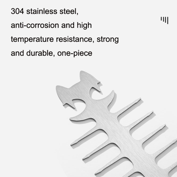 Outdoor Fish Bone Barbecue Steak 304 Stainless Steel Barbecue Stick(Cat Face Style)