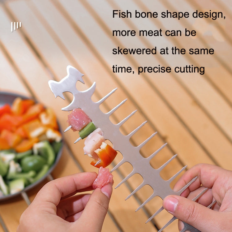 Outdoor Fish Bone Barbecue Steak 304 Stainless Steel Barbecue Stick(Hook Style)