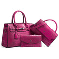 3 In 1 Crocodile Print Diagonal Cross-Body Bag Large Capacity Tote Bag(Rose Red)