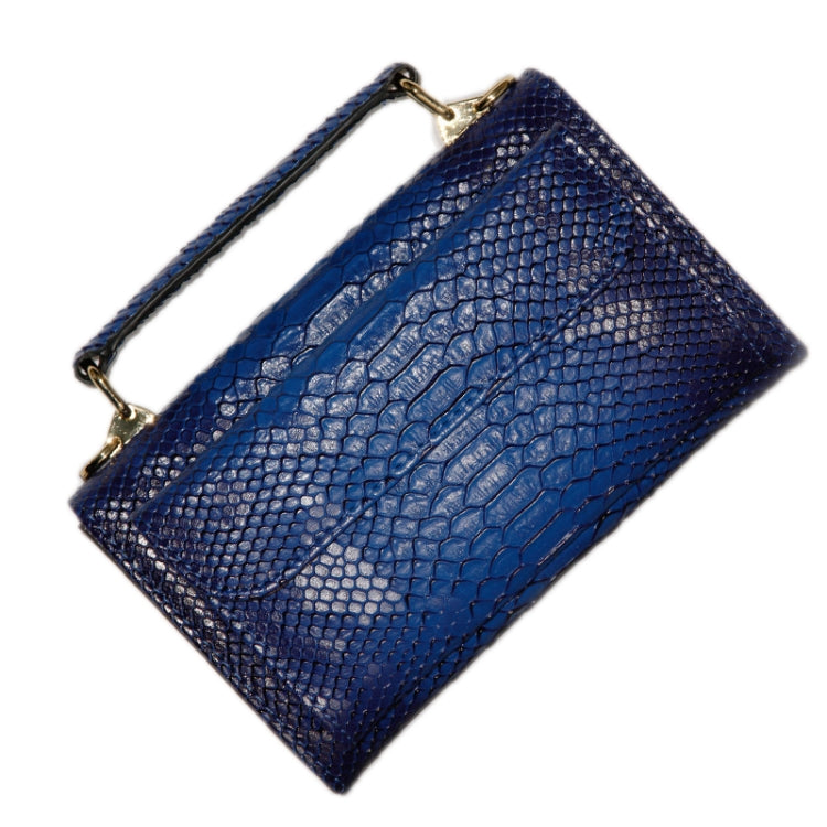Multi-functional Chain Lady Cross-body Wrist Bag(Snake Pattern Blue)