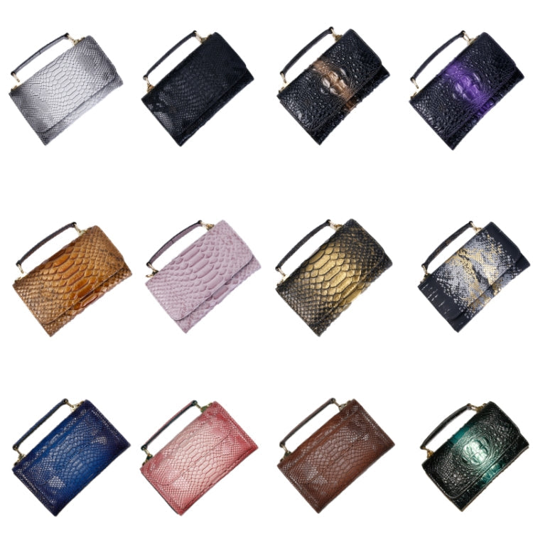 Multi-functional Chain Lady Cross-body Wrist Bag(Crocodile Head Green)