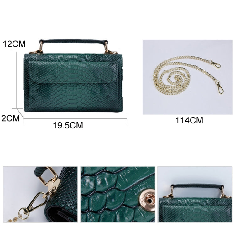 Multi-functional Chain Lady Cross-body Wrist Bag(Crocodile Head Green)