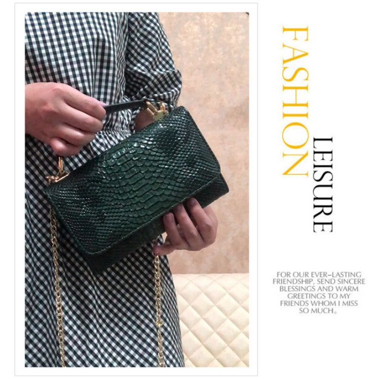 Multi-functional Chain Lady Cross-body Wrist Bag(Snake Pattern Blue)