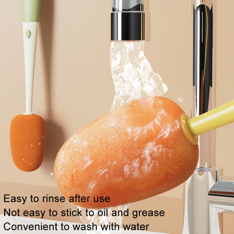 Long Handle Household Multifunctional Cup Washing Brush Carrot Shape 3 In 1 Cleaning Brush(Yellow)