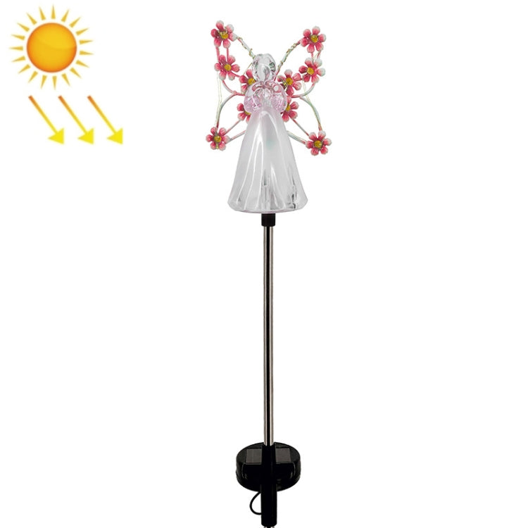 Solar Angel Garden Light Outdoor Decoration Patio Garden Ground Plug Light(Pink)