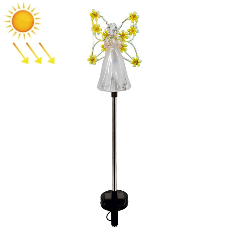 Solar Angel Garden Light Outdoor Decoration Patio Garden Ground Plug Light(Yellow)