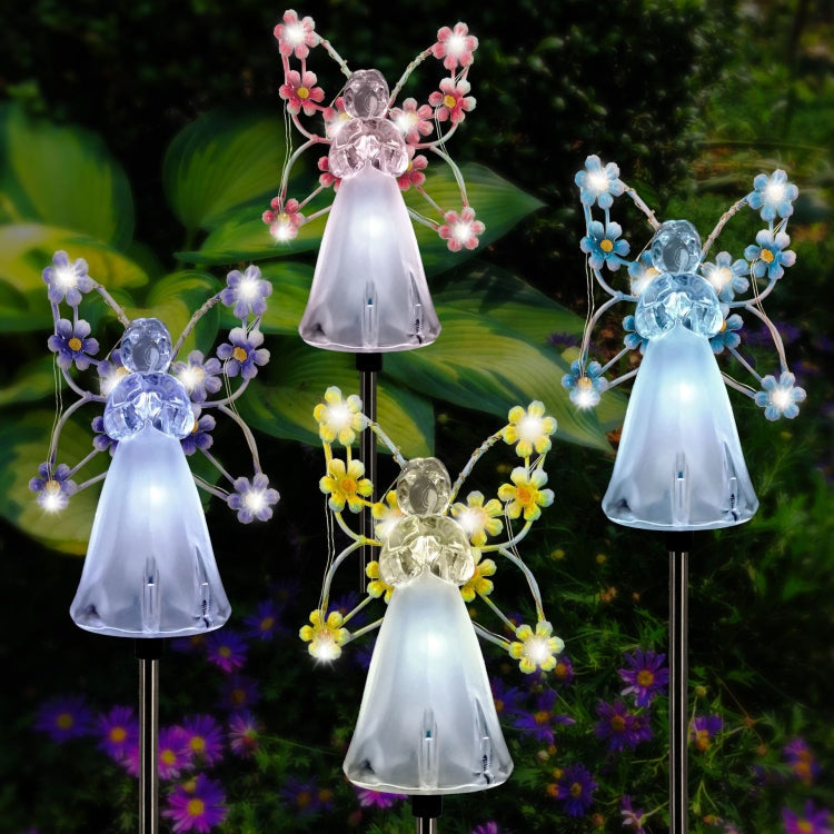 Solar Angel Garden Light Outdoor Decoration Patio Garden Ground Plug Light(Purple)