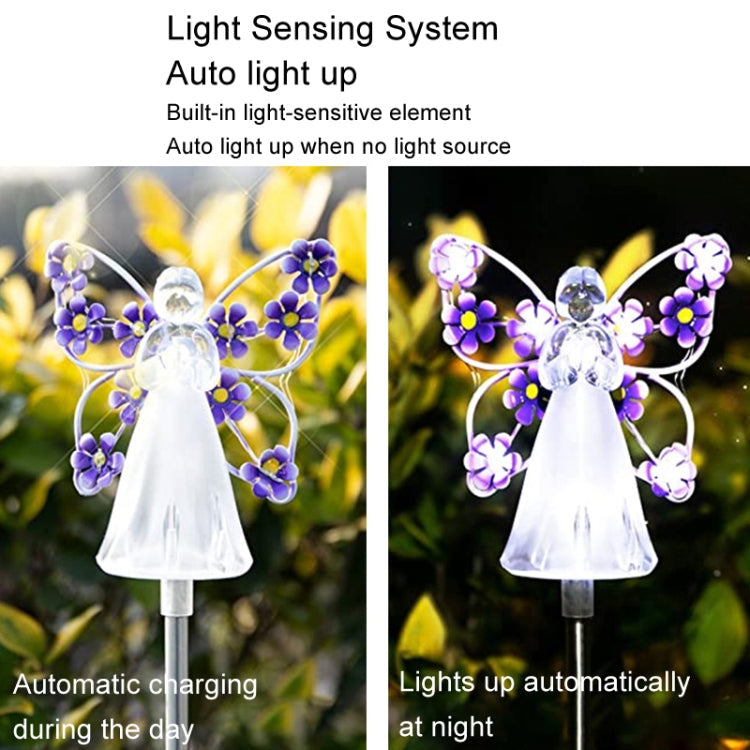 Solar Angel Garden Light Outdoor Decoration Patio Garden Ground Plug Light(Pink)