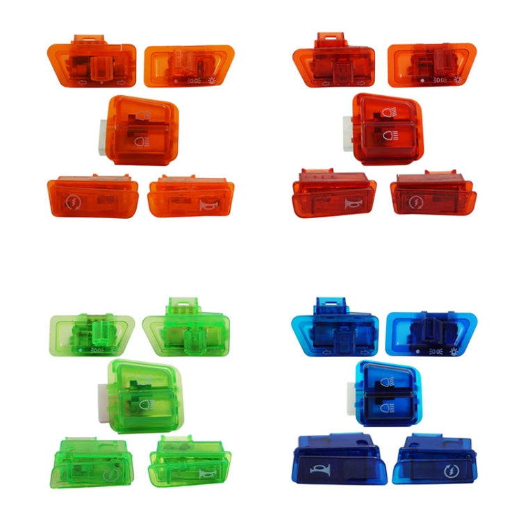 Motorcycle Headlight Horn Steering Switch Accessories(5 in 1 Blue)