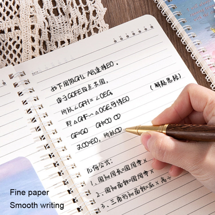 4books /Set  W752B Oil Painting Landscape A5 Coil Book Thickened Horizontal Line Notebook(Painting Peach)