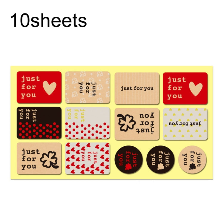 10sheets Love Cake Stickers Baking Stickers Leather Paper Sealing Stickers