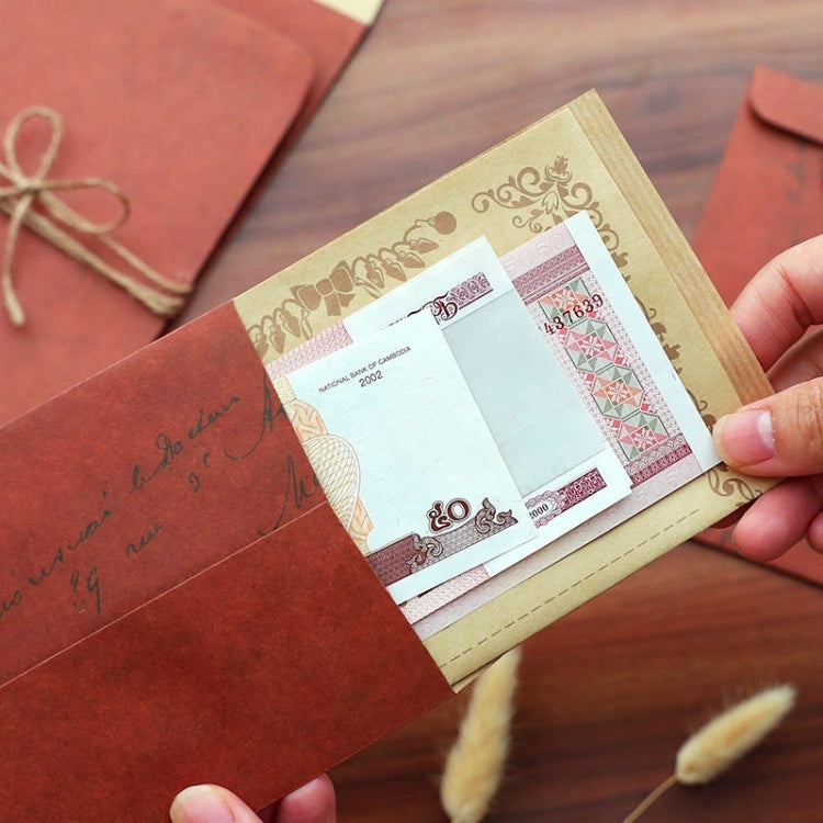 50pcs B11 Retro Style Kraft Paper Envelope Postcard Invitation Letter Stationery(Red Brown)