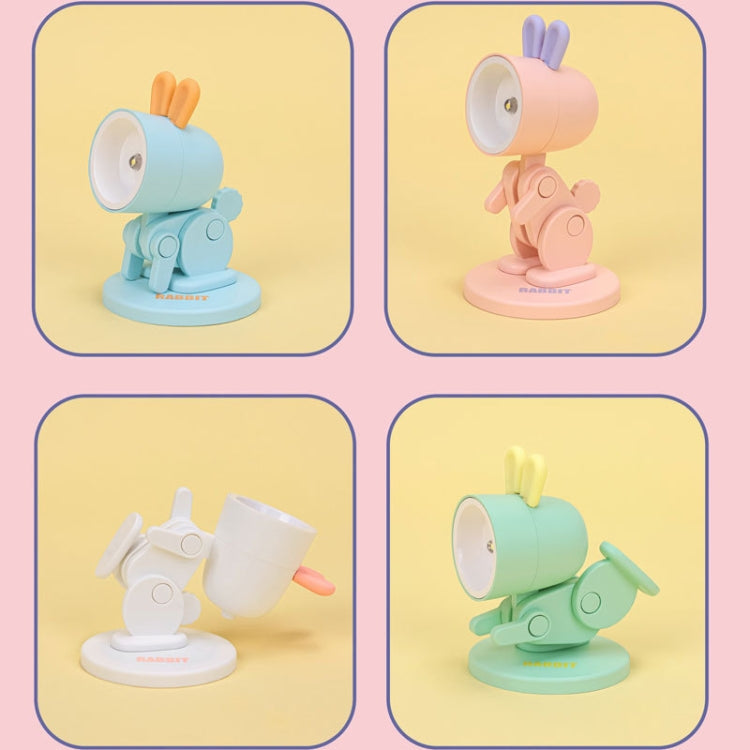 Mini Table Lamp Desktop DIY Ornaments Folding Night Light(Rabbit White)