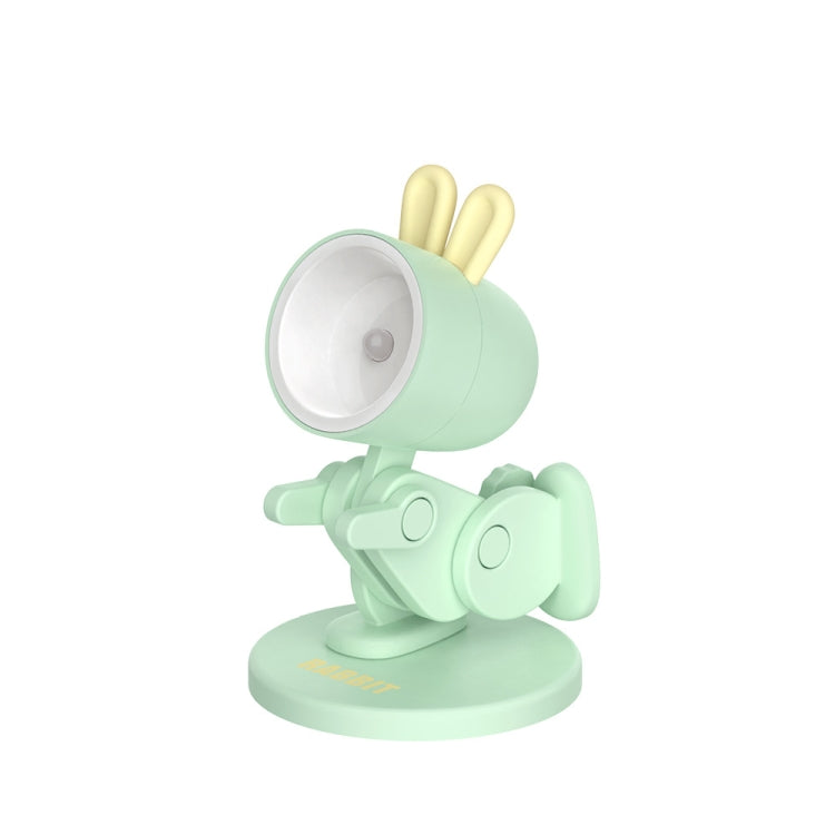 Mini Table Lamp Desktop DIY Ornaments Folding Night Light(Rabbit Green)