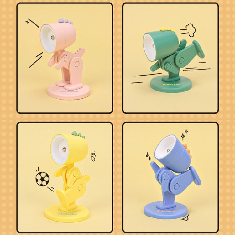 Mini Table Lamp Desktop DIY Ornaments Folding Night Light(Dinosaur Yellow)