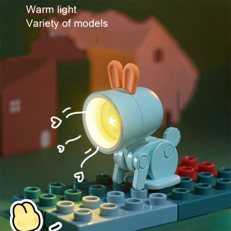 Mini Table Lamp Desktop DIY Ornaments Folding Night Light(Rabbit Blue)