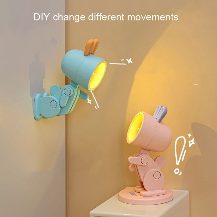 Mini Table Lamp Desktop DIY Ornaments Folding Night Light(Dinosaur Blue)