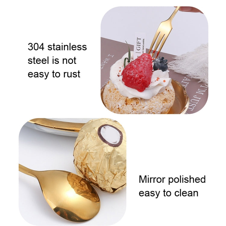 304 Stainless Steel Feather Spoon Fork Literary Tableware,Style: 3pcs Fork-Titanium Gold