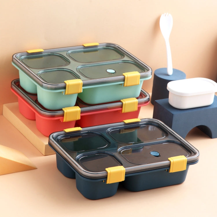 Sealed Compartment Microwave Plastic Lunch Box Portable Student Lunch Plate, Specification: 850ml (Red)