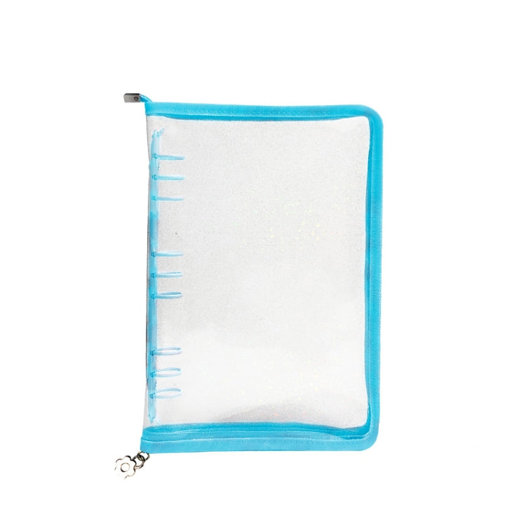 B5 9 Rings Loose-leaf Journal Clear PVC Cover Zipper Planner Notebook Without Inner Pages(Sky Blue)