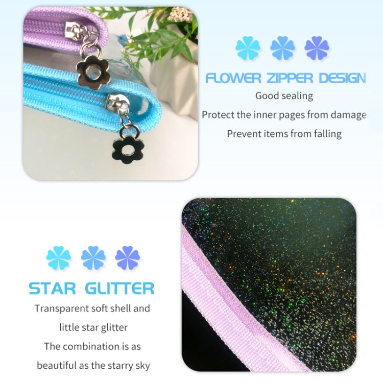 B5 9 Rings Loose-leaf Journal Clear PVC Cover Zipper Planner Notebook Without Inner Pages(Pink)