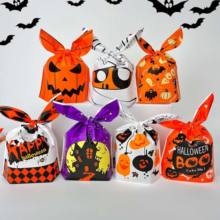 50pcs /Pack Halloween Packaging Bags Candy Snacks Treat Bags, Size: 13.5x22cm(Happy Square)