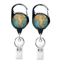 2pcs  65cm Retractable Pull Badge Reel Vintage Compass Map Name Tag Card Badge Holder(Map)