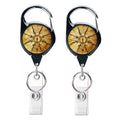 2pcs  65cm Retractable Pull Badge Reel Vintage Compass Map Name Tag Card Badge Holder(Compass)