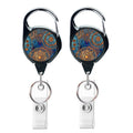 2pcs  65cm Retractable Pull Badge Reel Vintage Compass Map Name Tag Card Badge Holder(Mandala)