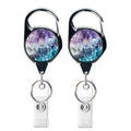 2pcs  65cm Retractable Pull Badge Reel Vintage Compass Map Name Tag Card Badge Holder(Purple Marble)