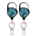 2pcs  65cm Retractable Pull Badge Reel Vintage Compass Map Name Tag Card Badge Holder(Blue Mandala)